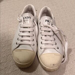 Prada Classic White Leather Sneakers